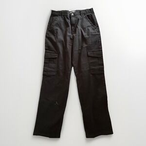 Refuge Womens Black Oversized Straight Cargo Pants Stretch Relaxed Fit Sz XL NWT